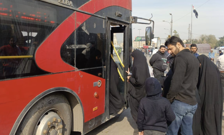 التفويج العكسي مستمر لزائري الكاظمية بمشاركة 350 حافلة و11 قطاراً