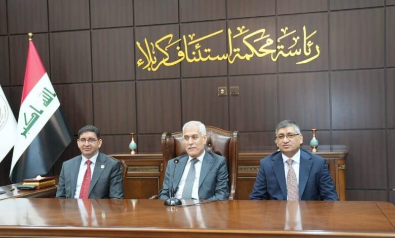 قيادات القضاء العراقي تتفقد محاكم كربلاء وتبحث تسريع إنجاز القضايا