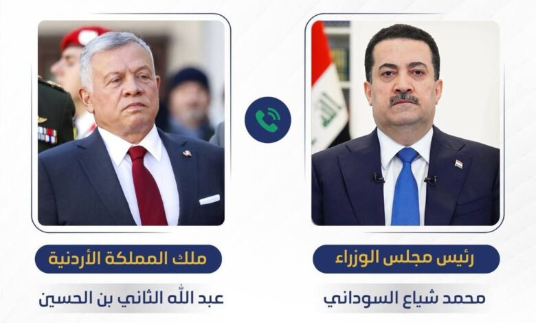 السوداني والملك عبدالله يتفقان على تنسيق الجهود لوقف تداعيات الحرب الإقليمية