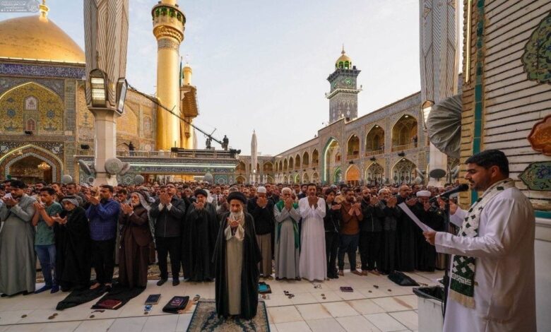 الآلاف يؤدون صلاة عيد الفطر في الصحن العلوي بالنجف الأشرف