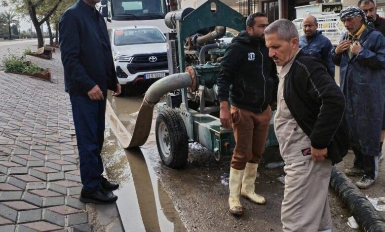 محافظة الأنبار تستنفر فرق المجاري لمواجهة موجة الأمطار الغزيرة