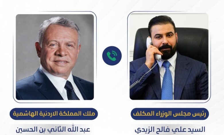 الزيدي وملك الأردن يبحثان تعزيز العلاقات الثنائية ومواجهة التحديات الإقليمية