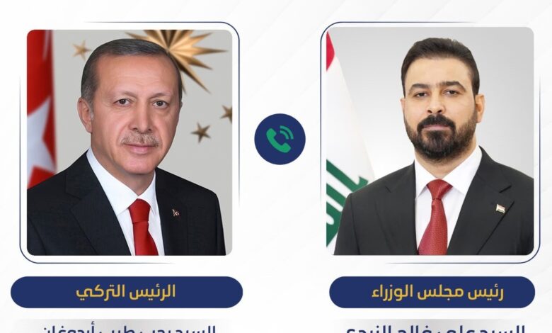 الزيدي وأردوغان يبحثان ملفات النفط والمياه وطريق التنمية في اتصال هاتفي