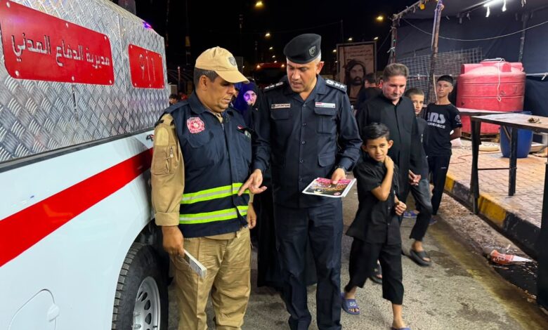 نشر 40 فرقة إطفاء و50 مفرزة راجلة لتأمين زيارة الأربعين في النجف